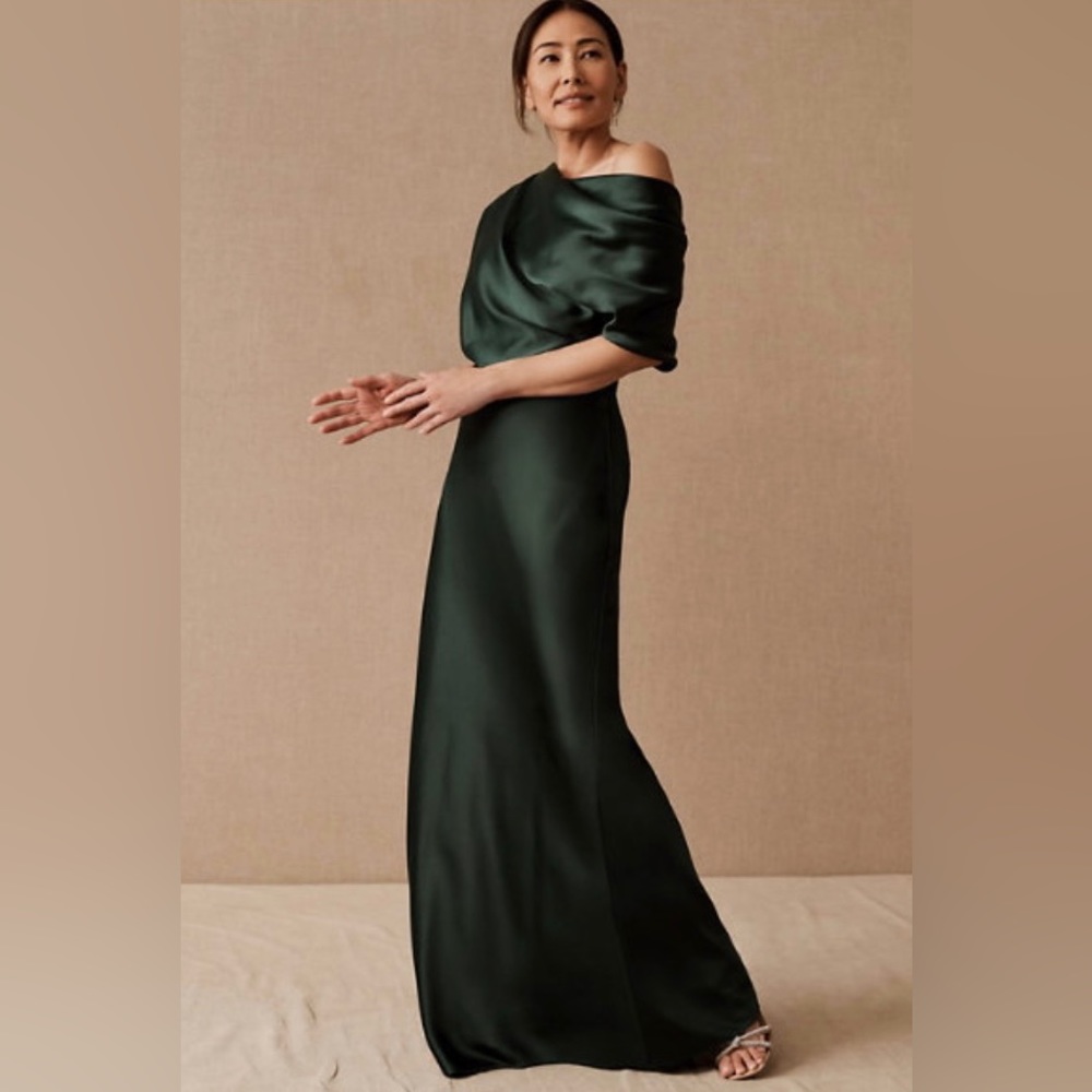 BHLDN Satin Women’s Dress Amsale Pryce Hunter D Green